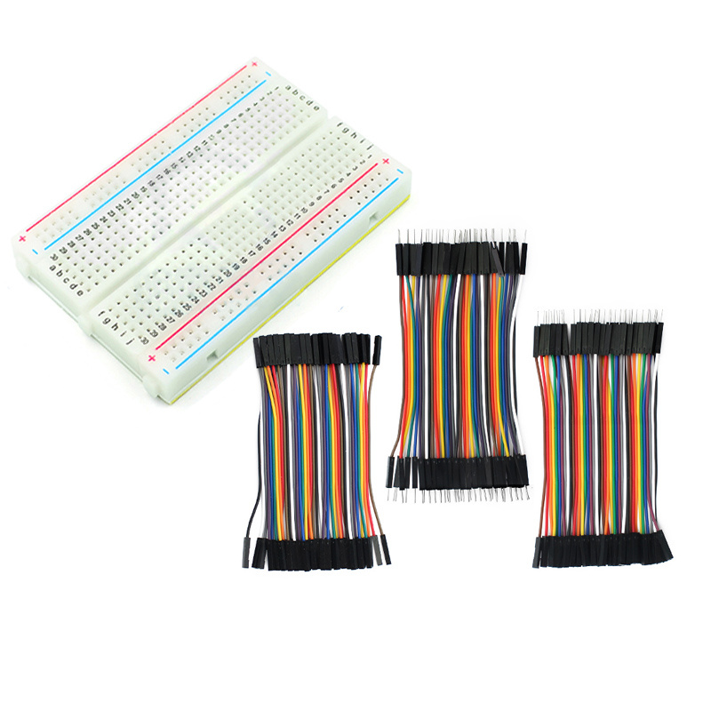 Breadboard 400 Point - 400-punts broodplankkit met Dupont-kabel en doorverbindingsdraad,